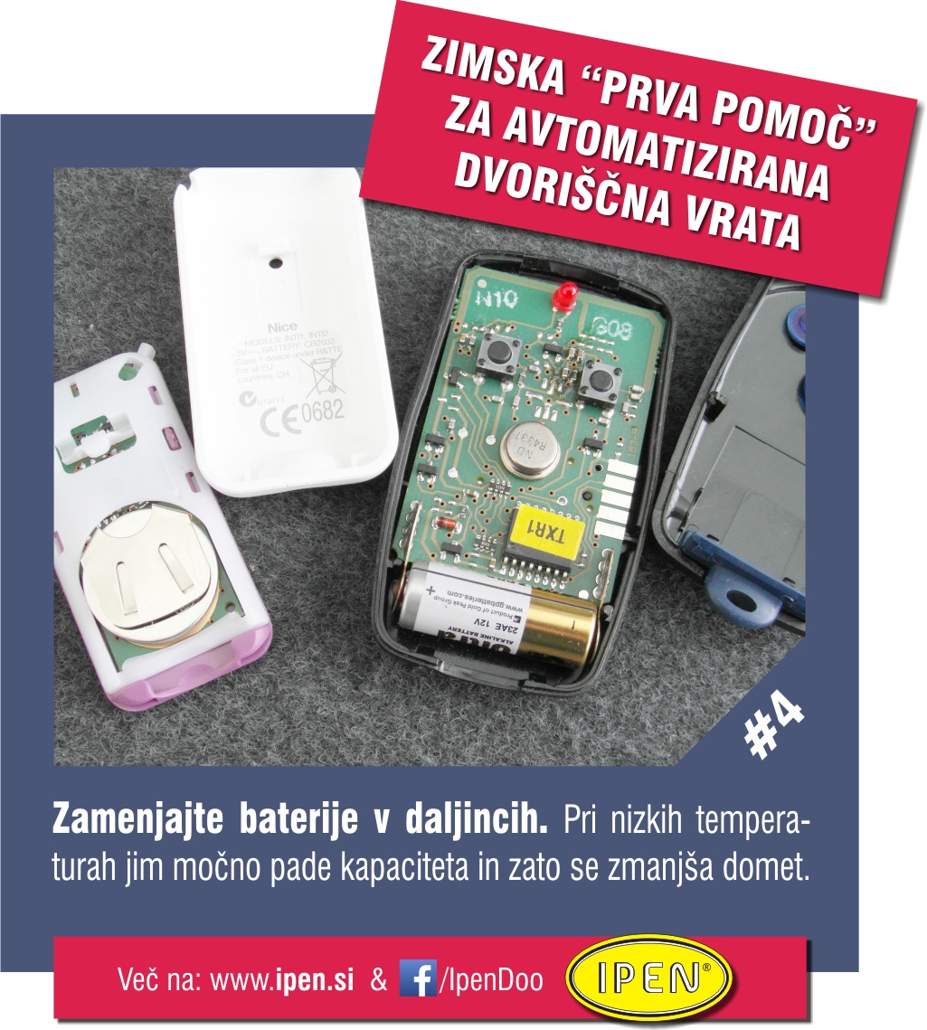 Zimski nasvet za daljince za vrata - radijske oddajnike: zamenjajte baterije